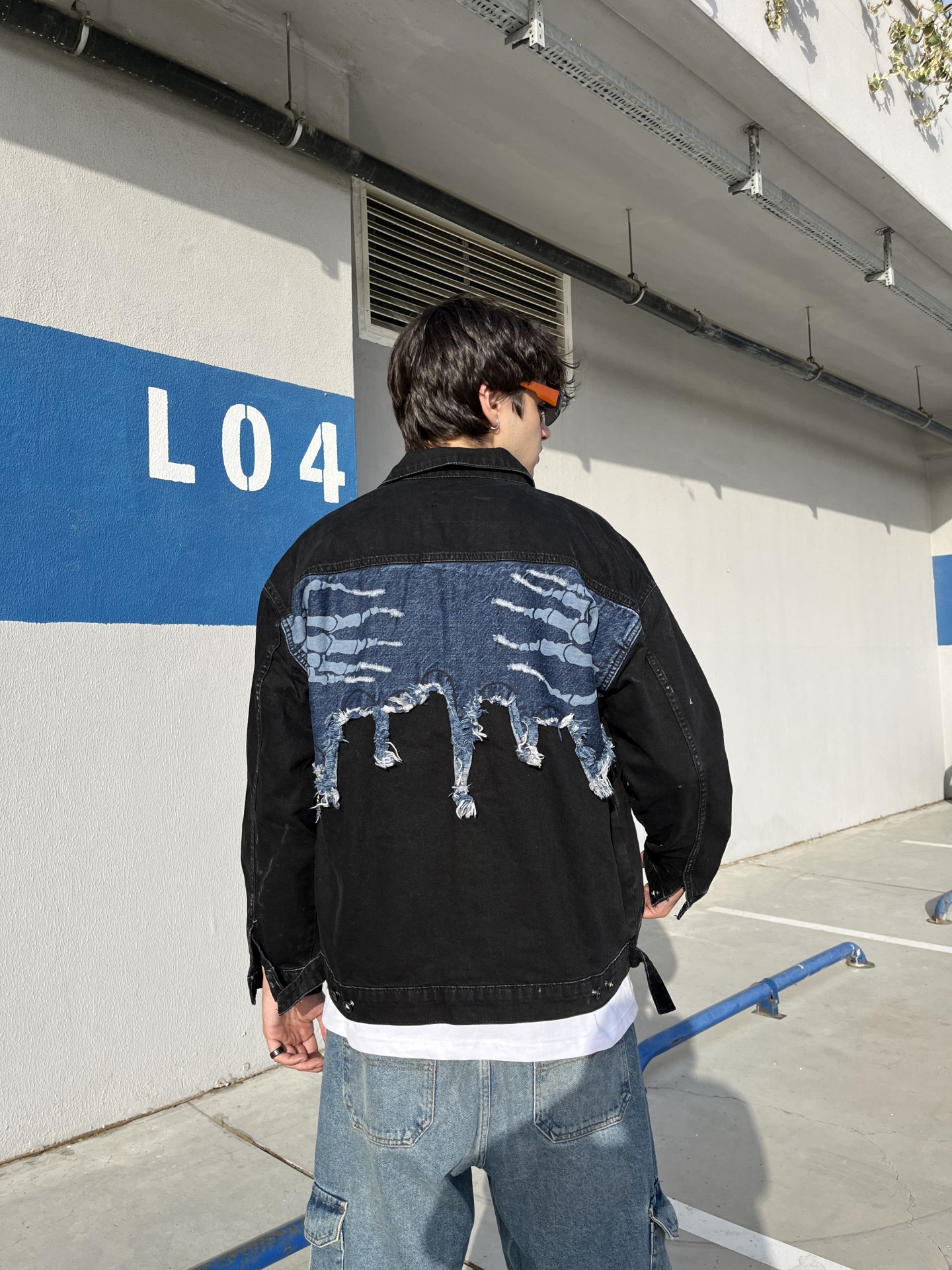 Hand Back Print Black Kot Ceket