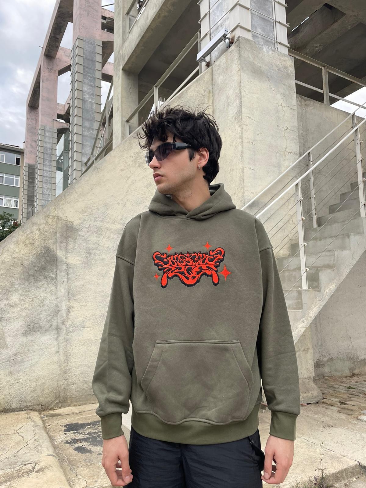 Mhl Star Nakış Detail Green Hoodie