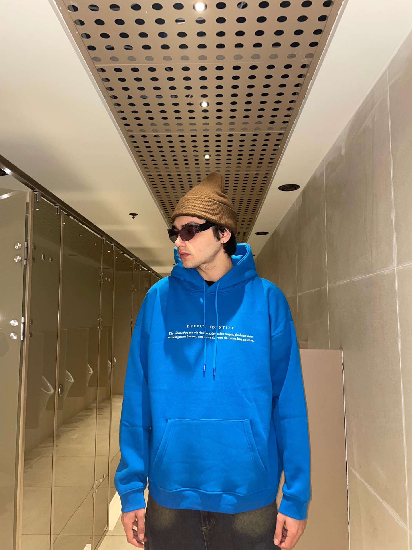 Defect İdentify Back Print Mavi Hoodie