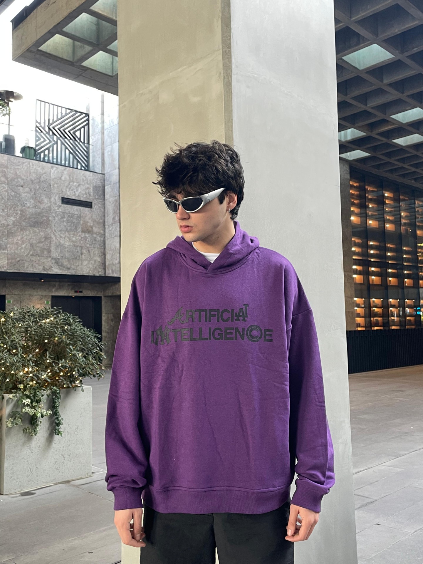 Artificial İntelligence Print Purple Hoodie 