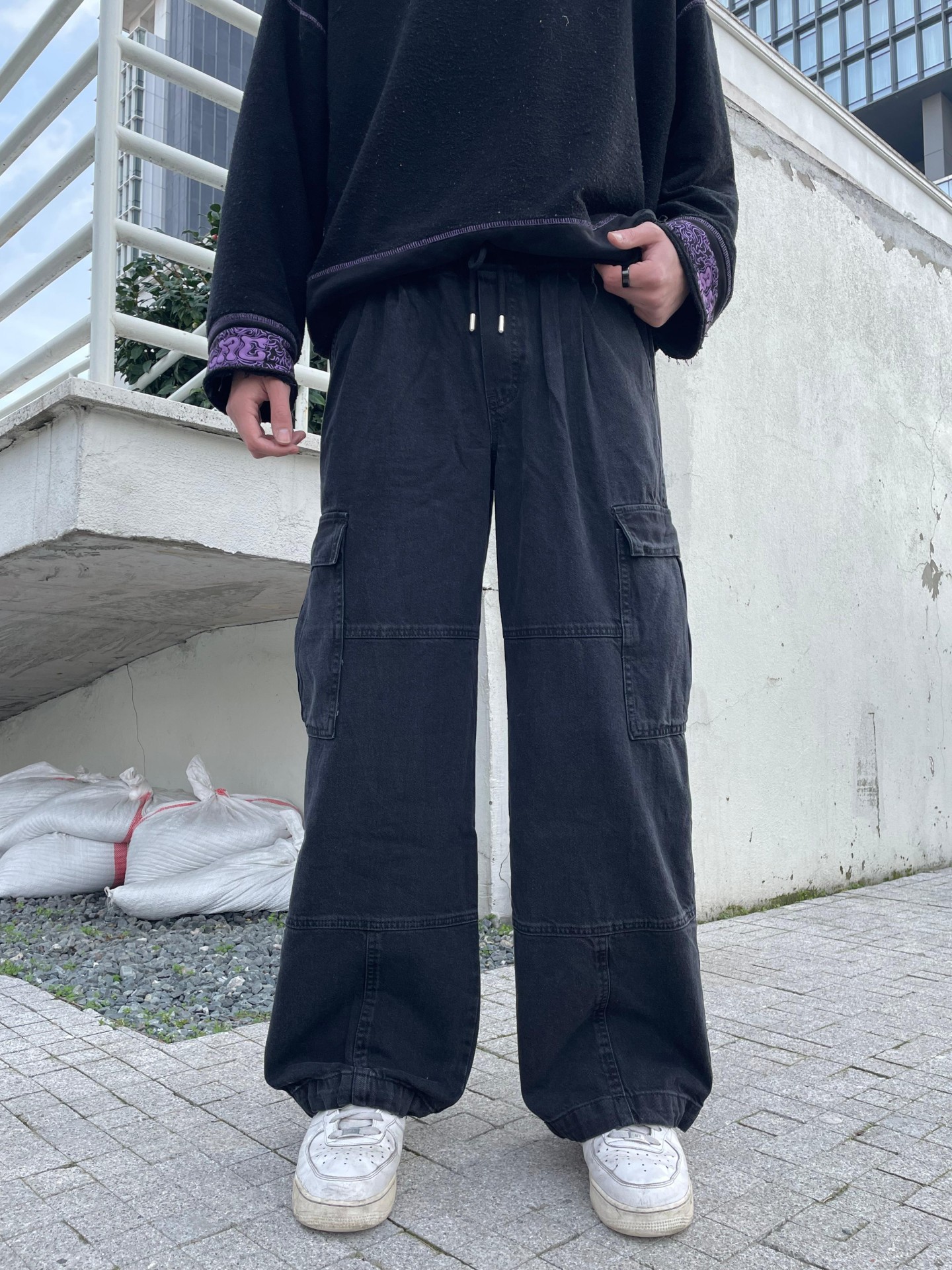 Beli Lastikli Paçası Ayarlanabilir Kargo Cepli Pantalon 