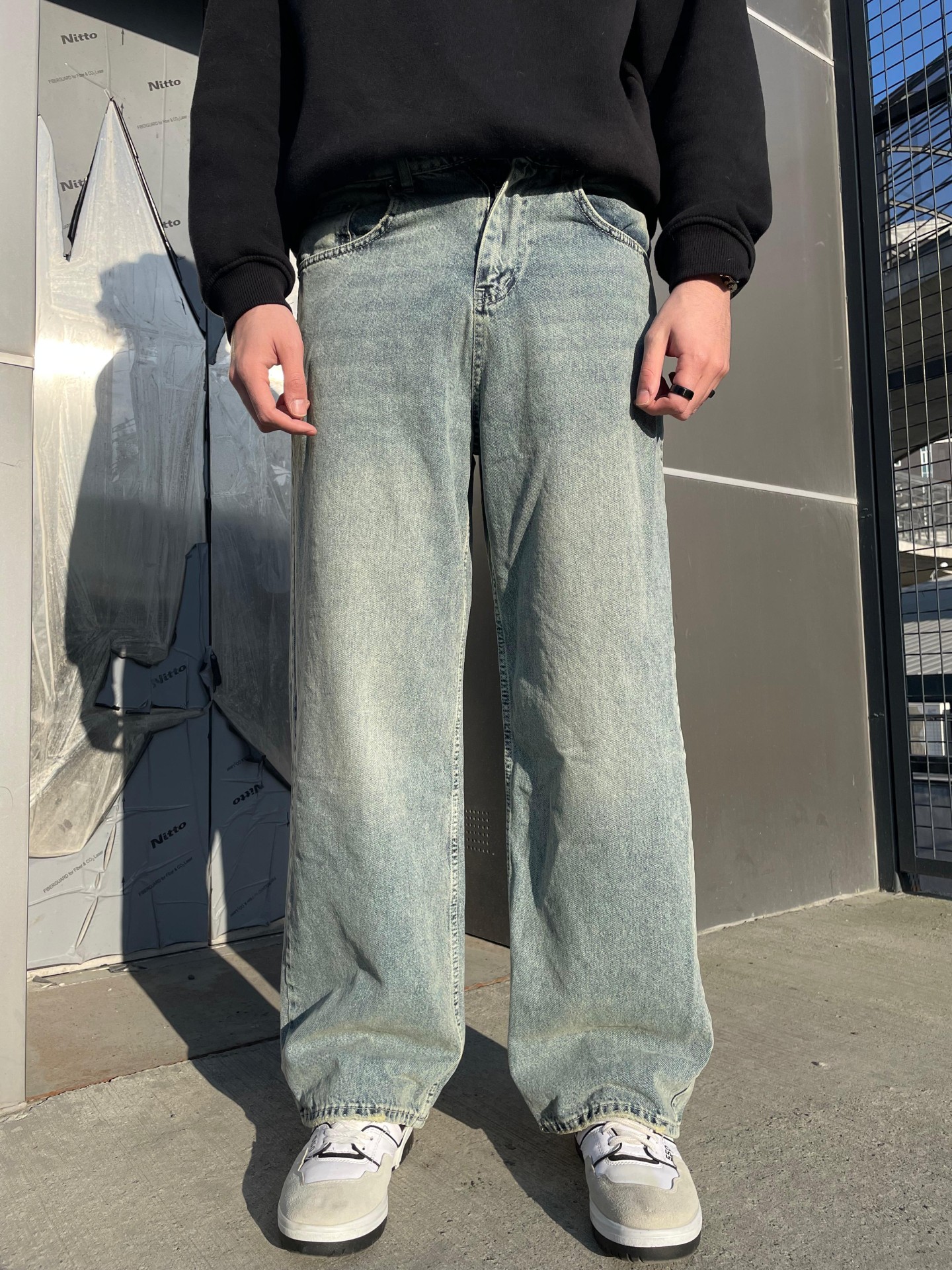 Vintage Buz Mavisi Baggy Pantalon 