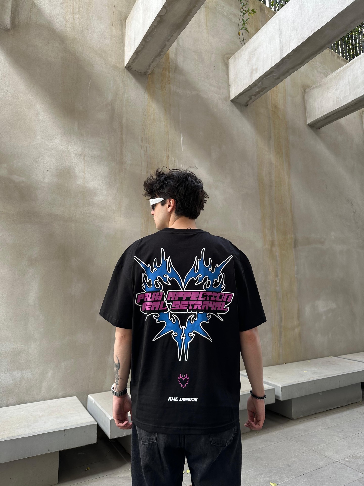 Fauh Affection Print Siyah Tshirt