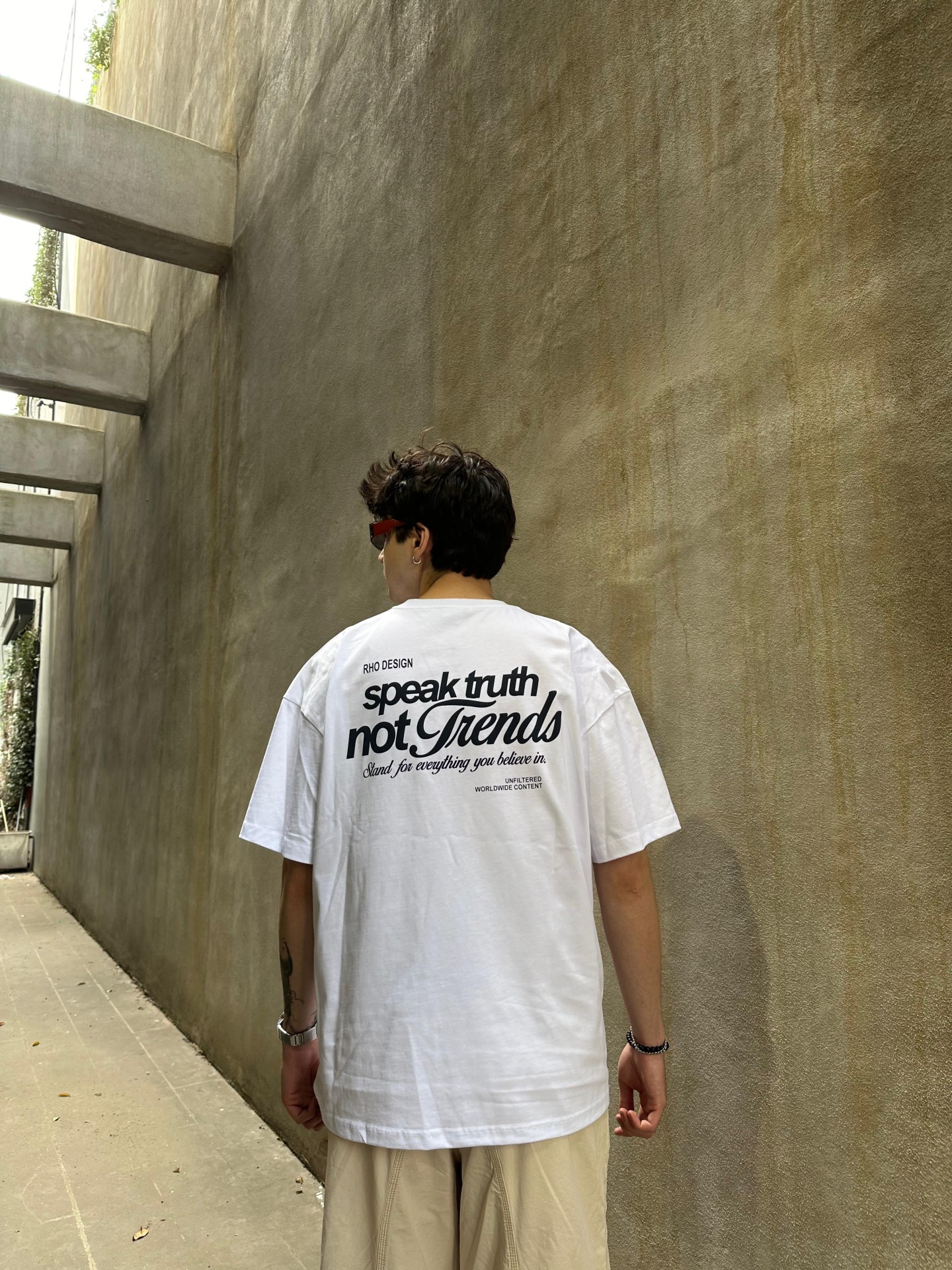 Speak Truth Print Beyaz Oversize Tshirt	