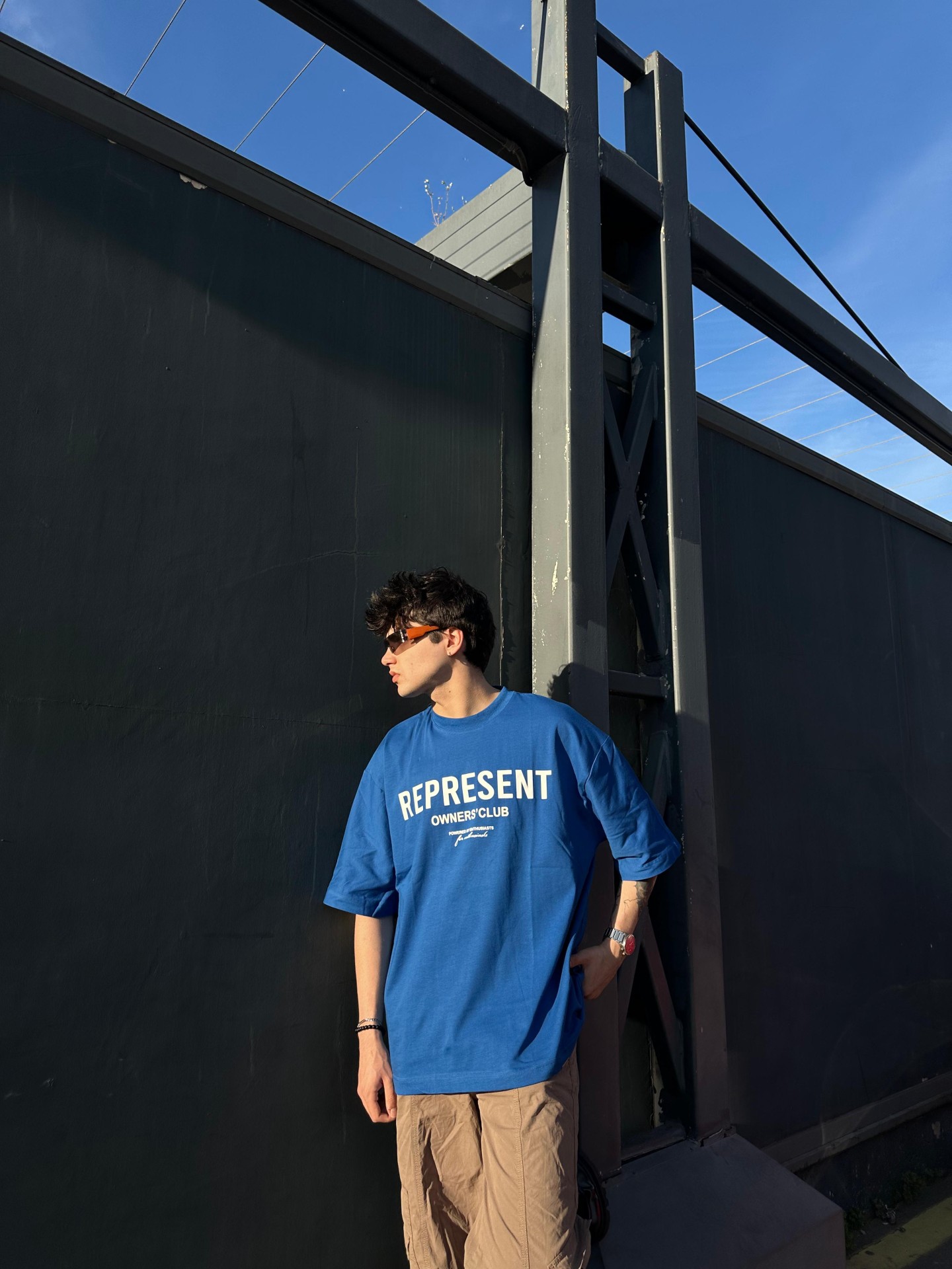Representby Owner Print Blue Oversize Tshirt