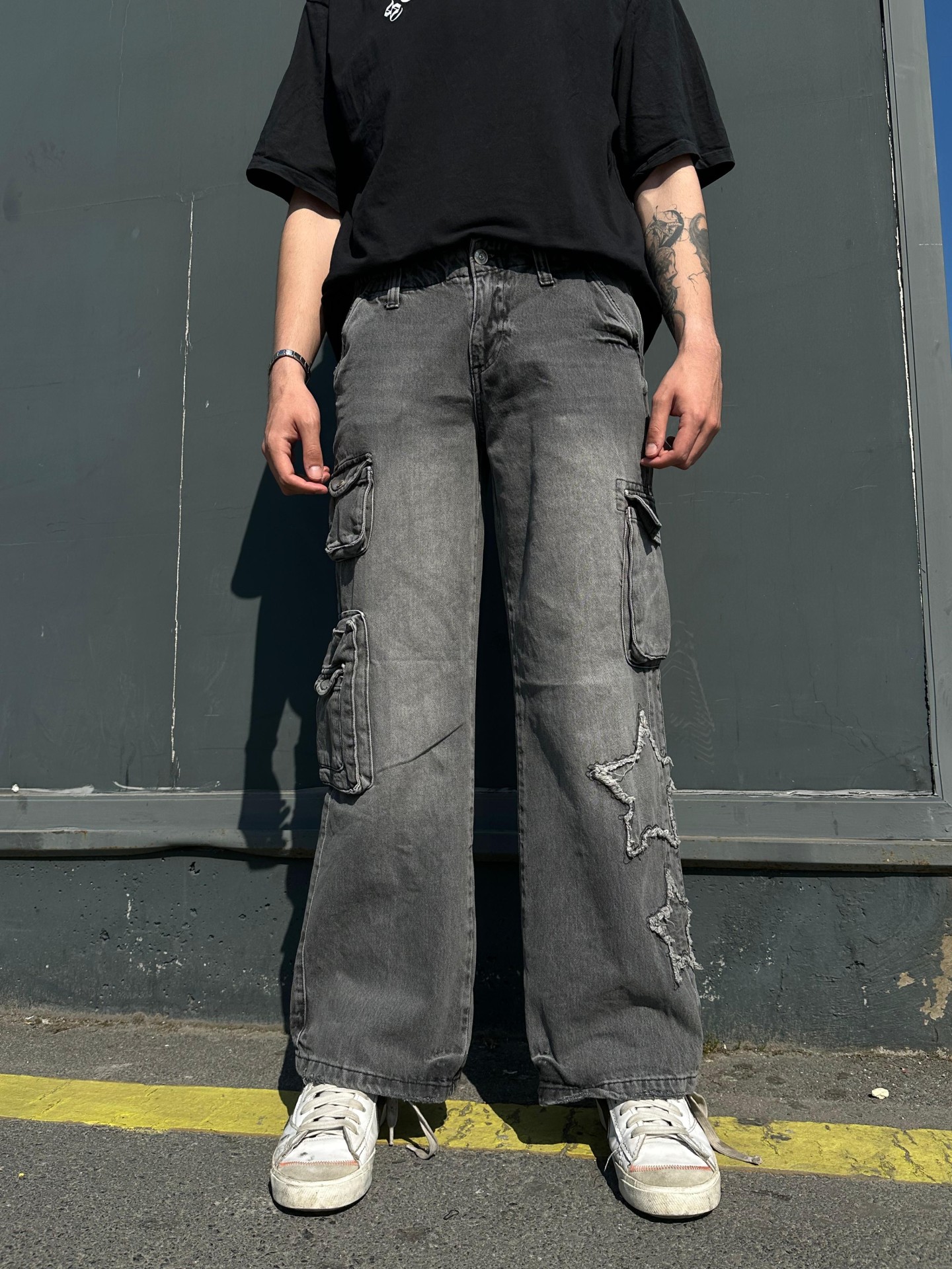 Acid Wash Star Detail Multi Cepli Pantalon 