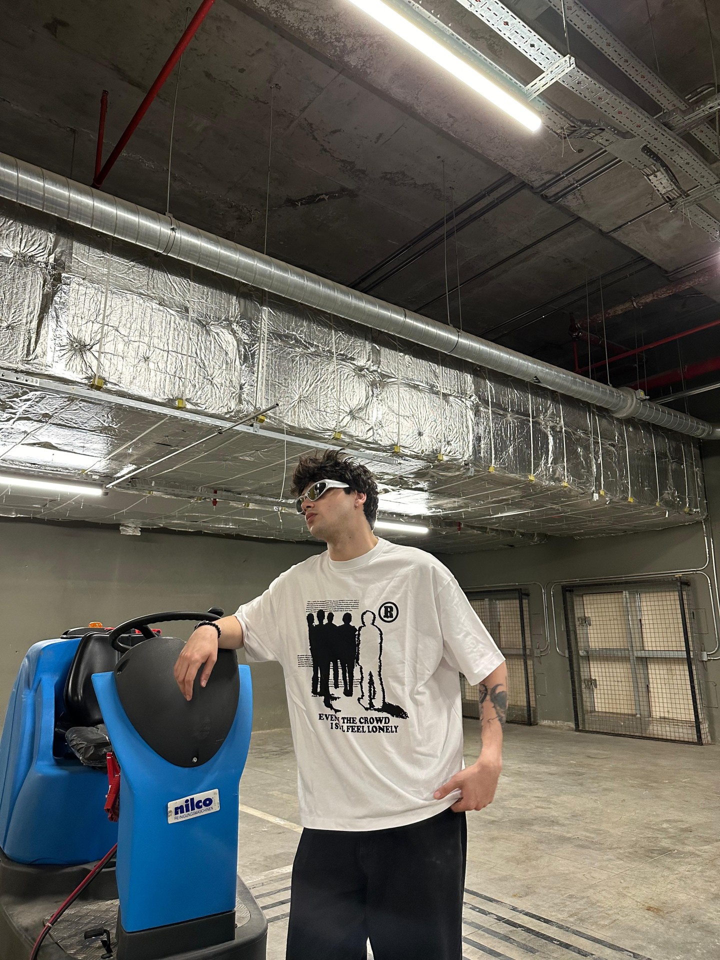 Humans Print Oversize White Tshirt 
