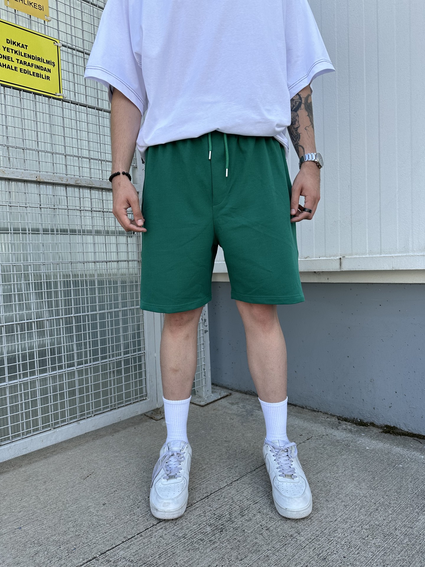 Yeşil Basic Oversize Şort