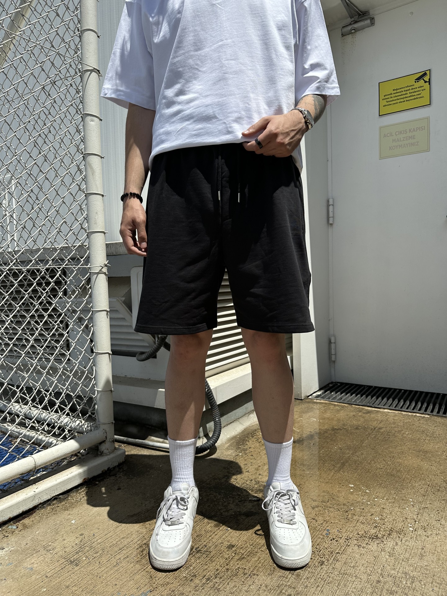 Siyah Basic Oversize Şort
