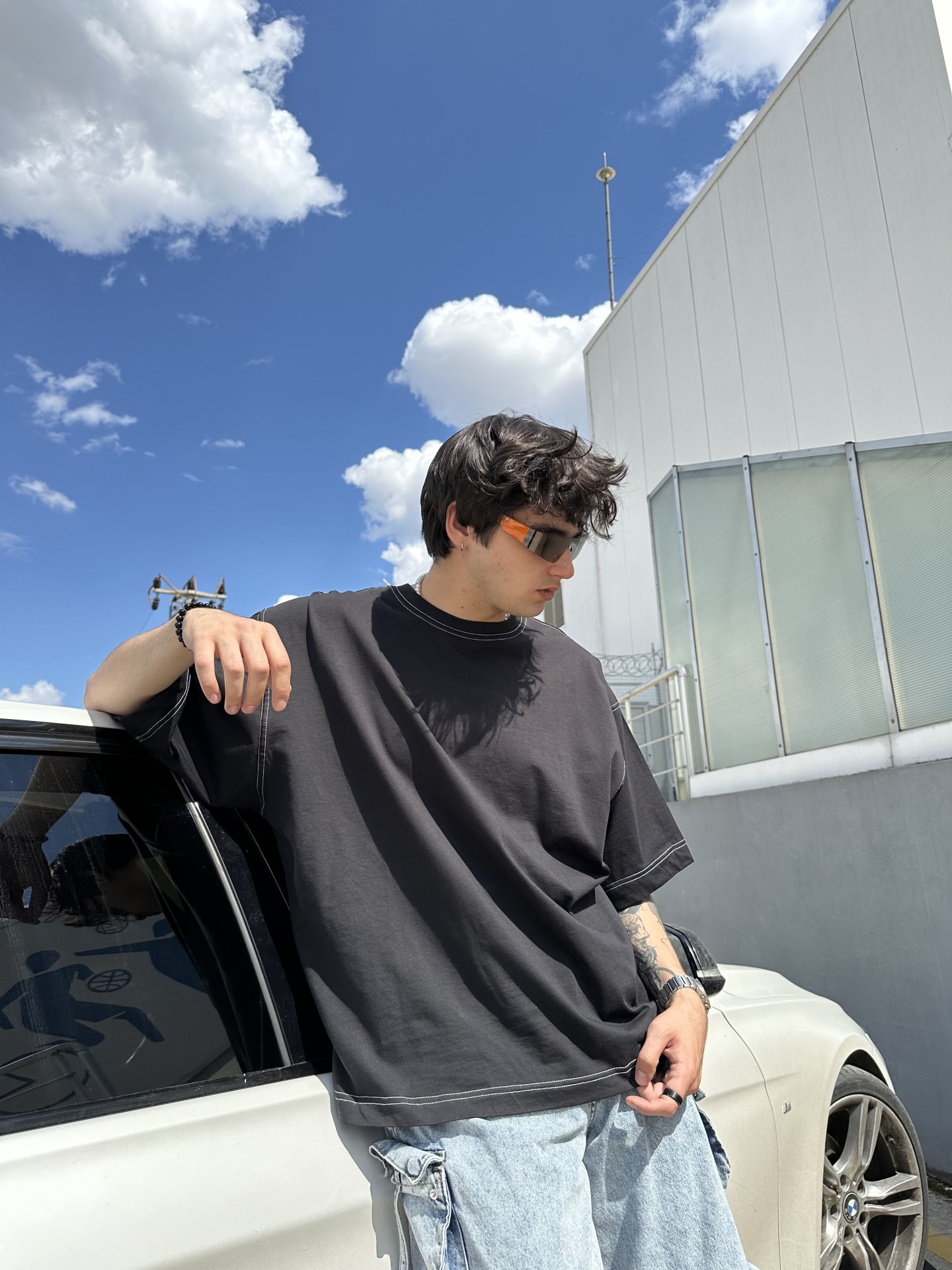 Siyah Ters Dikiş Oversize Tshirt 