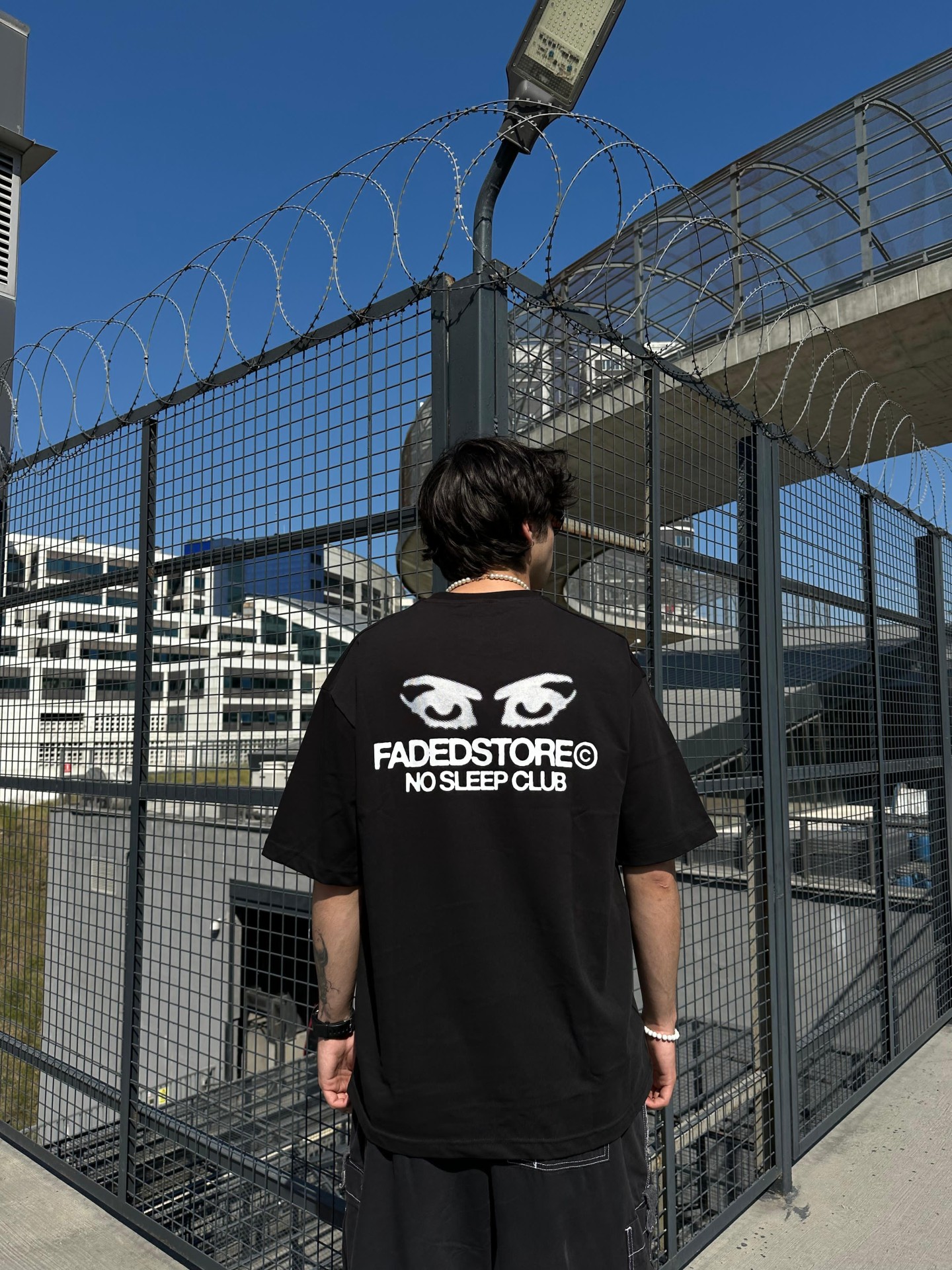 No Sleep Club Print Siyah Oversize T-shirt 