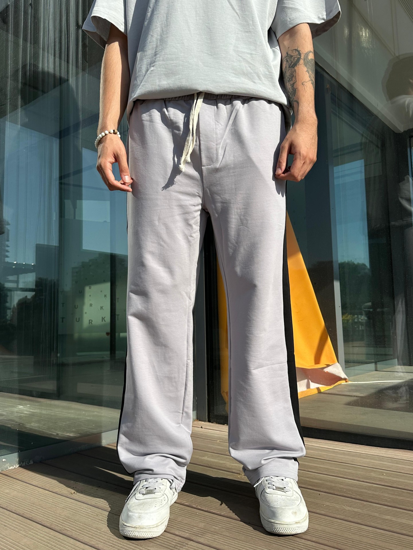 Şerit Detay Füme Oversize Eşofman
