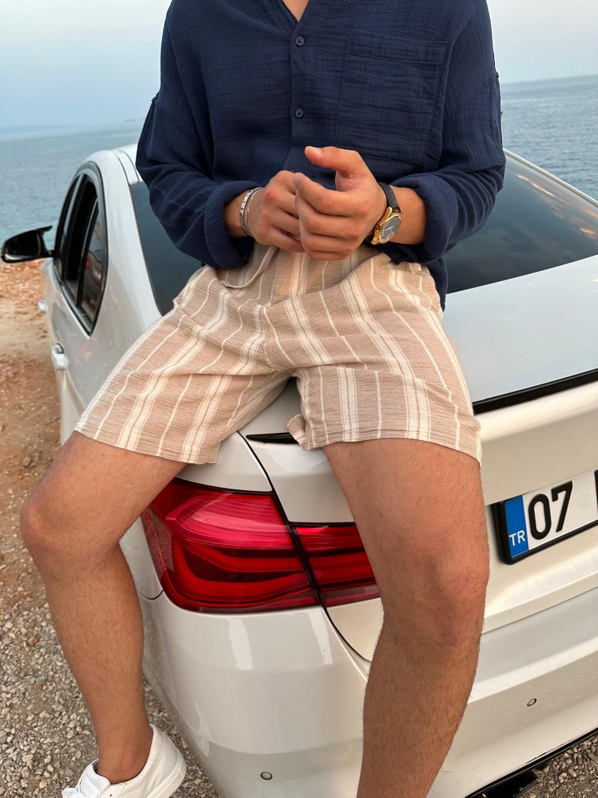 Çizgili Keten Summer Vibe Şort 