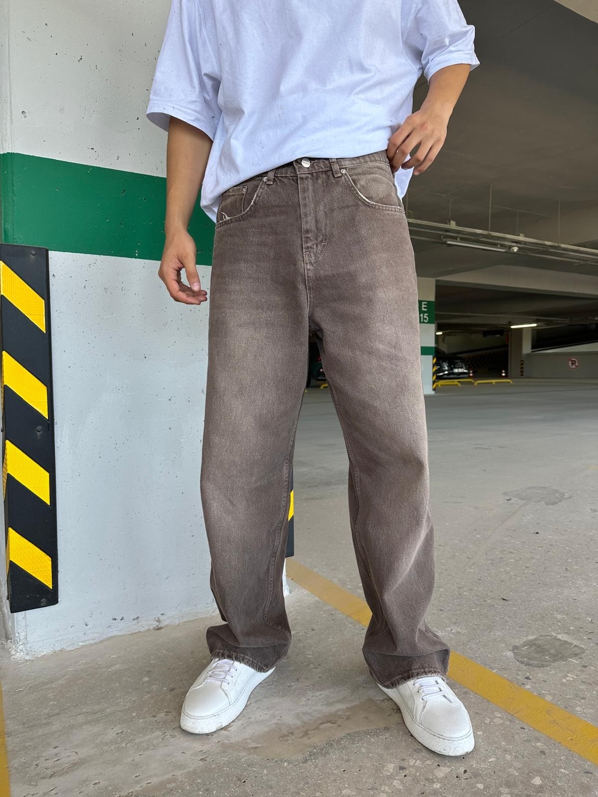 Brown Washed Vintage Baggy Pantolon
