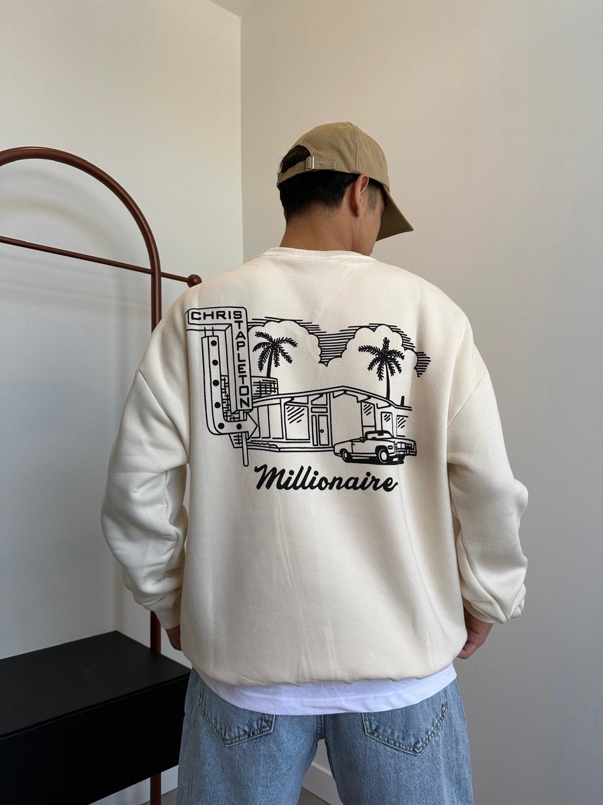 Millionarie Back Print White Sweatshirt