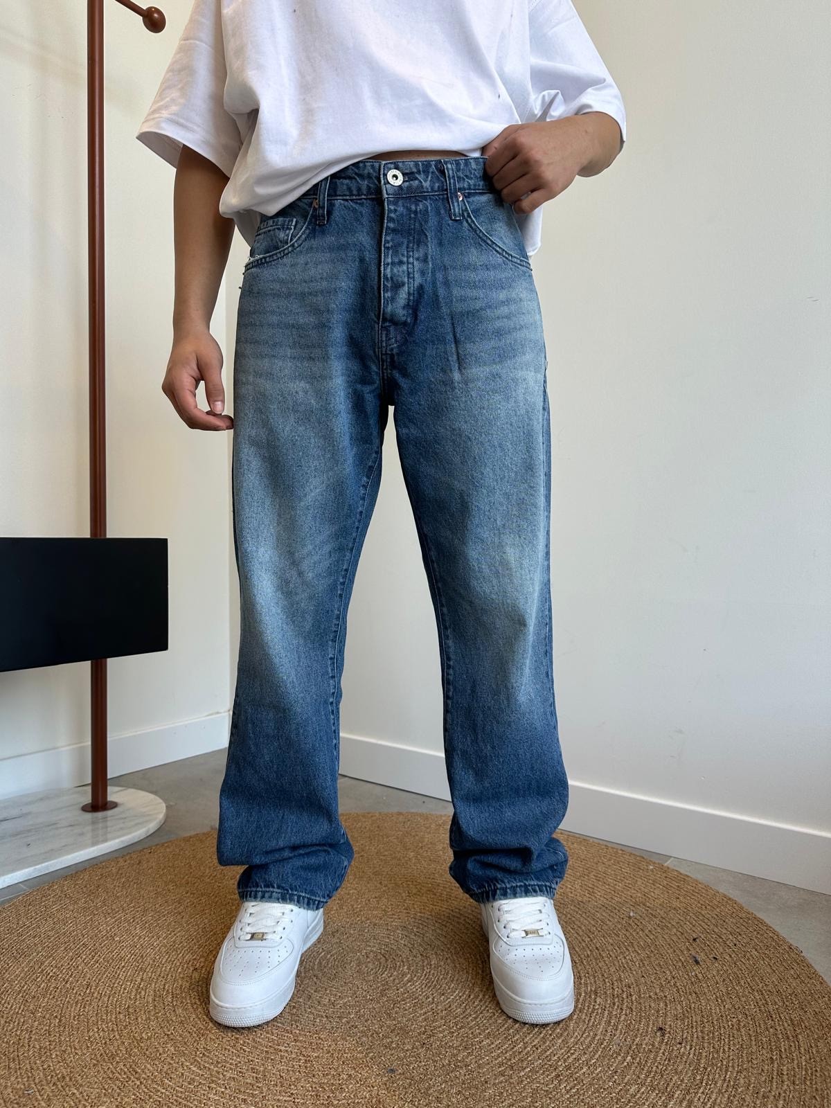 Grj Style Washed Old Blue Baggy Jean
