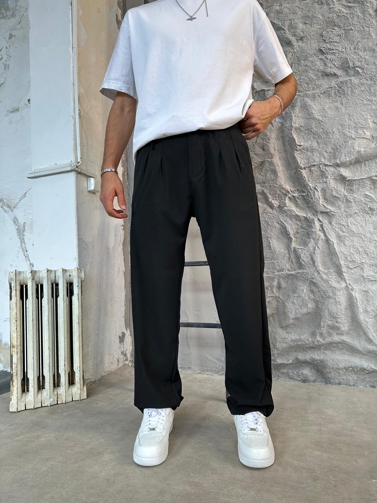 Siyah Old Money Keten Pantolon