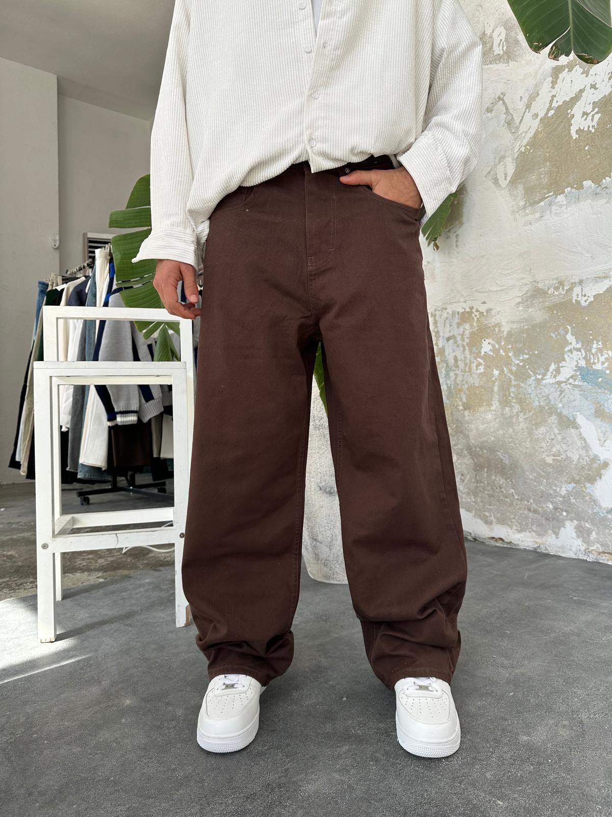 Kahve Gabardin Baggy Pantolon 