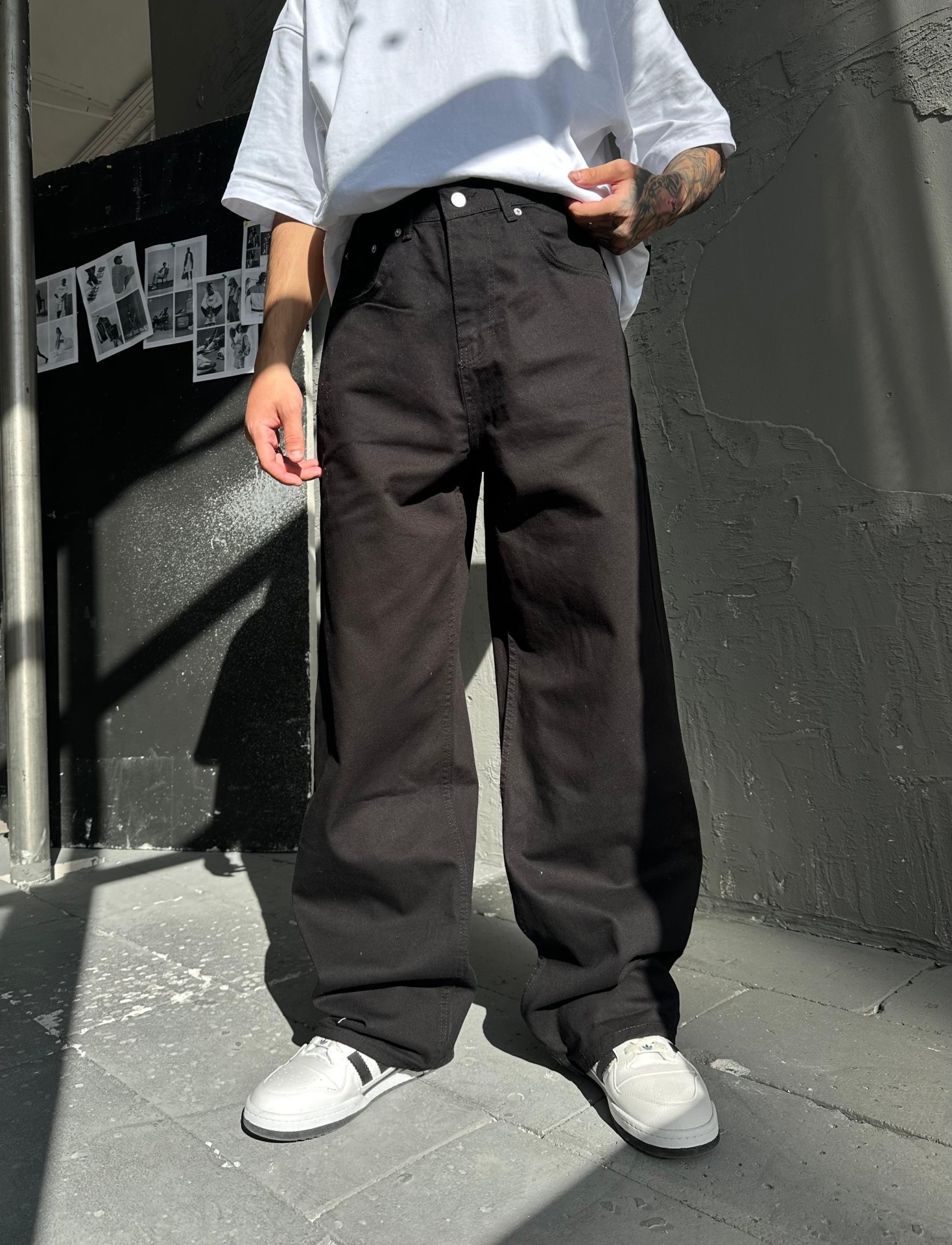 Siyah Gabardin Baggy Jean 
