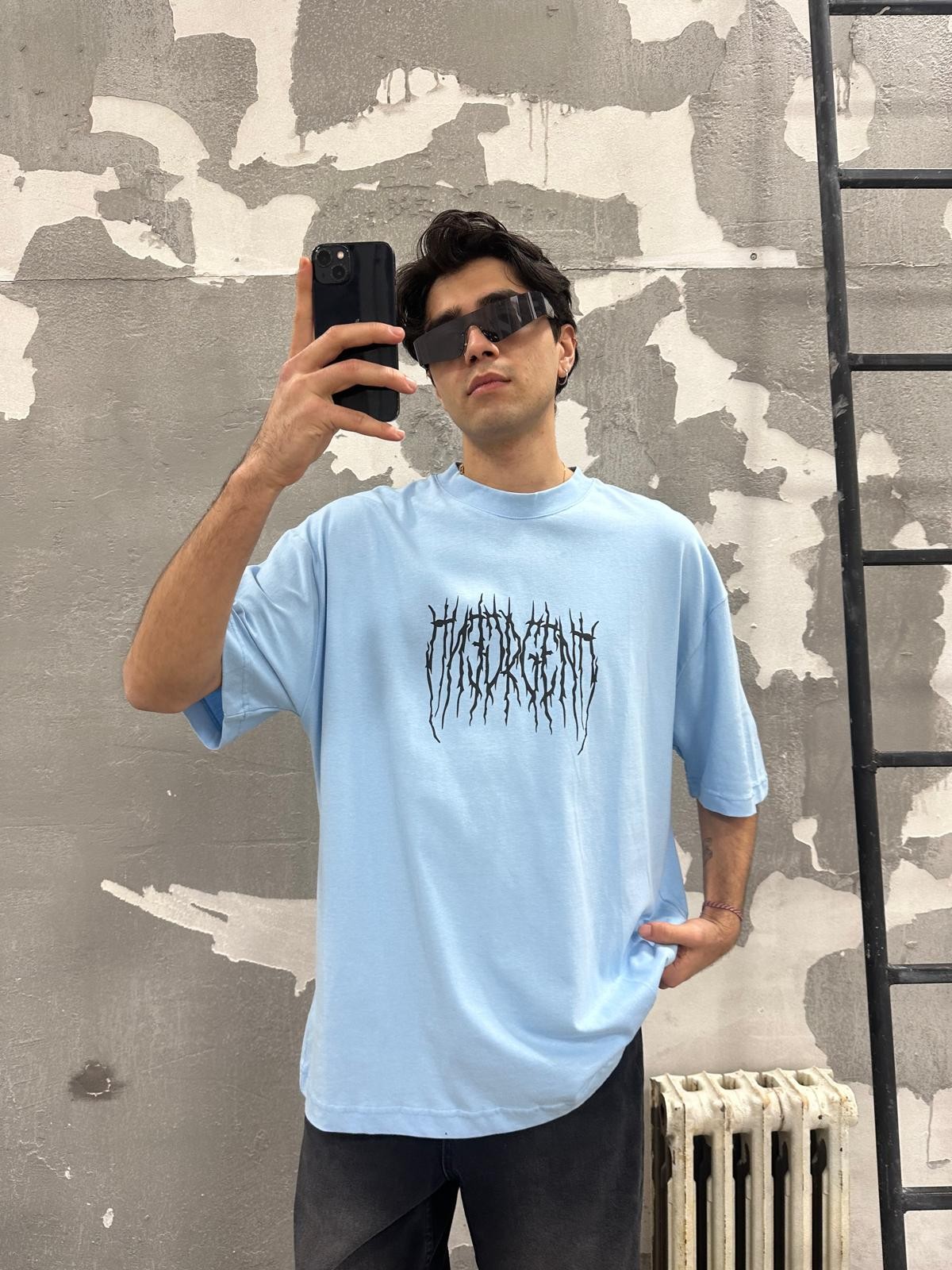 Emergeny Print Blue Oversize Tshirt