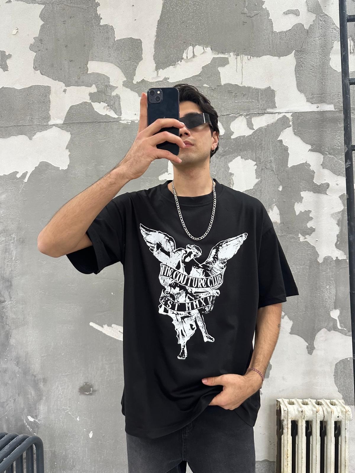 The Couture Club Baskılı Siyah Tshirt