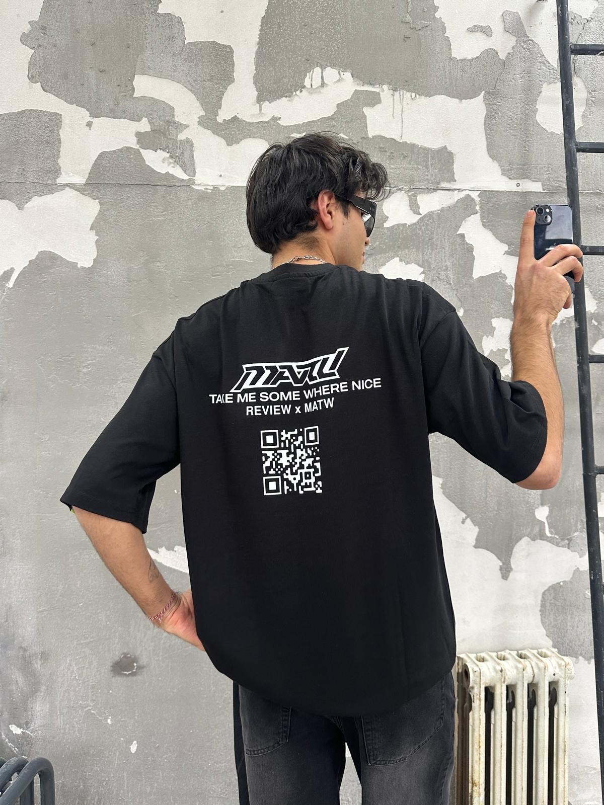 Review Qr Print Black T-Shirt 