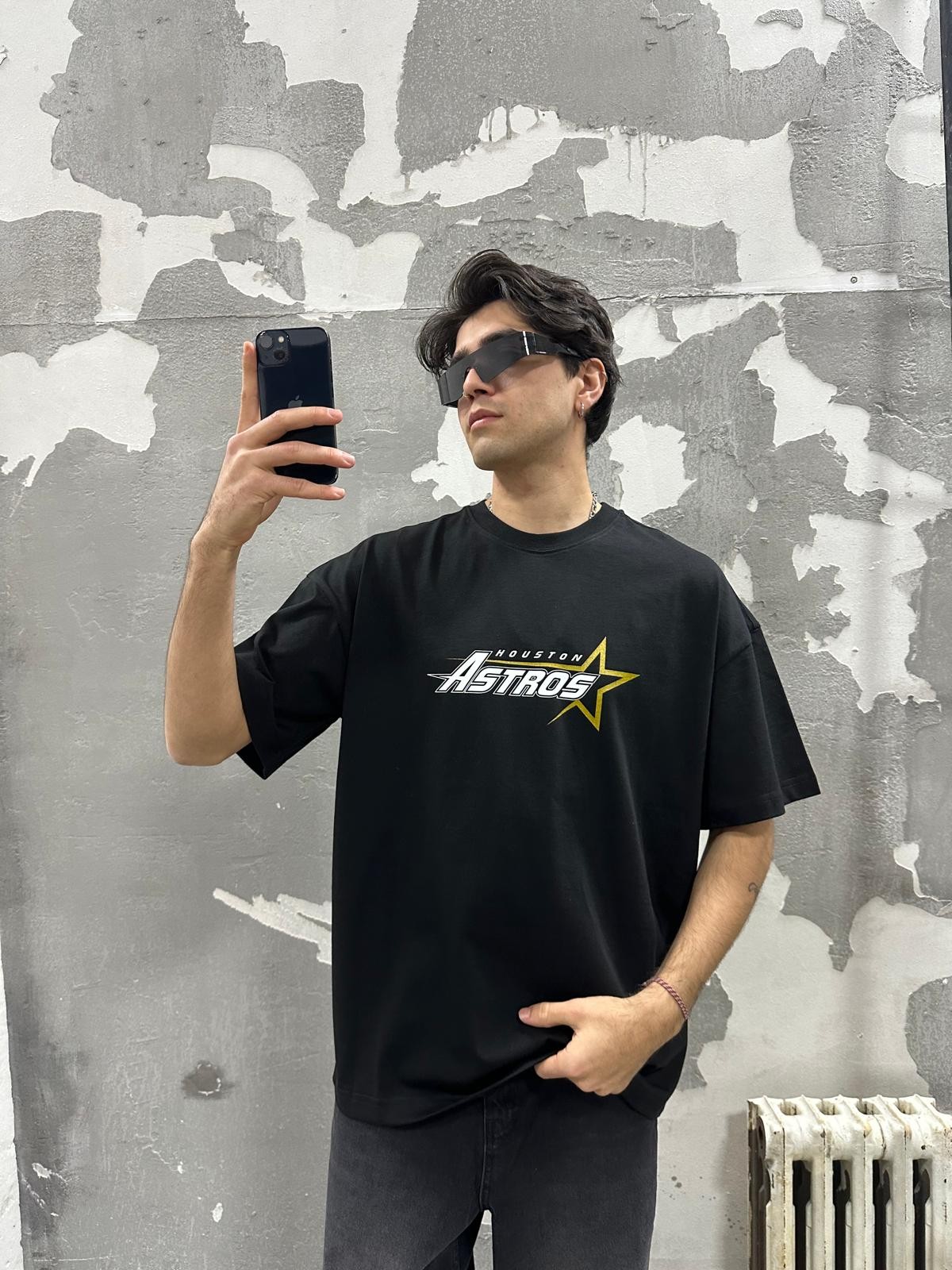Houston Astros Siyah Oversize Tshirt	