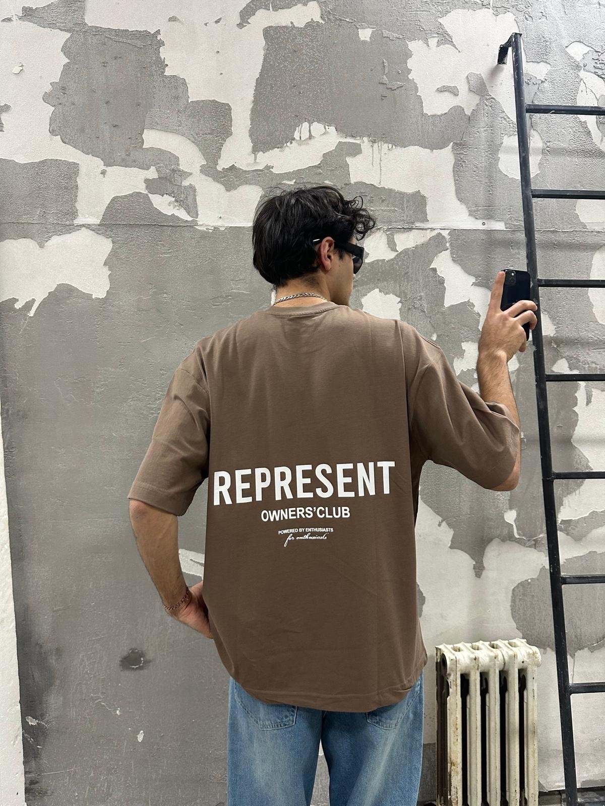 Representby Owner Back Print Brown Oversize Tshirt