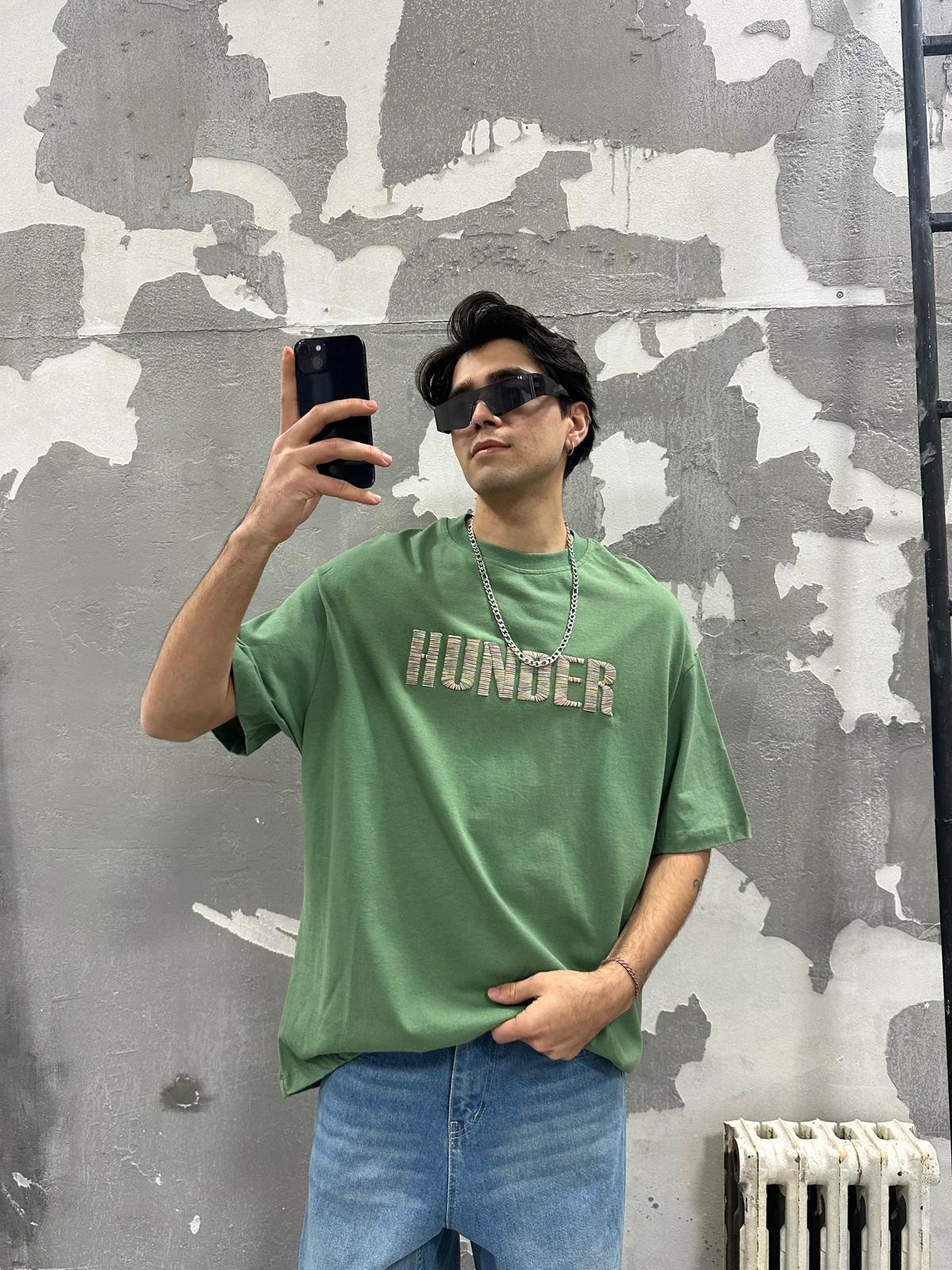 Hunder Nakışlı Green T-Shirt