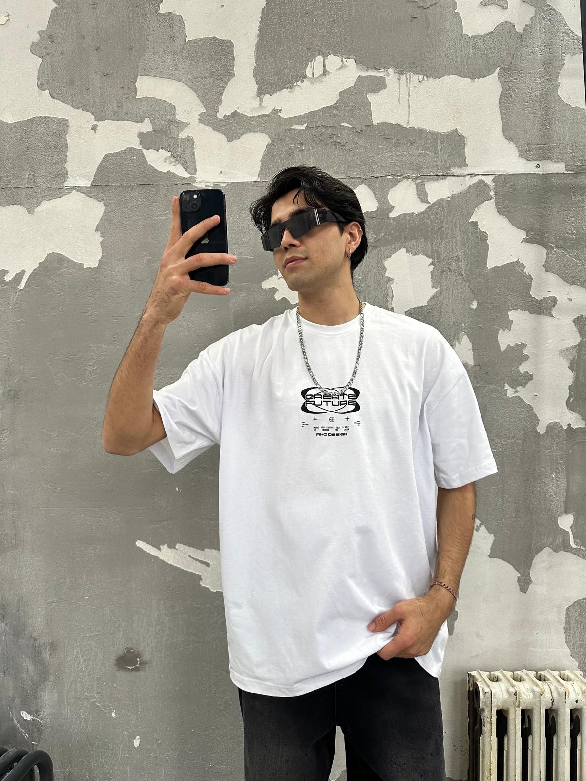 Create Future Back Print White T-Shirt