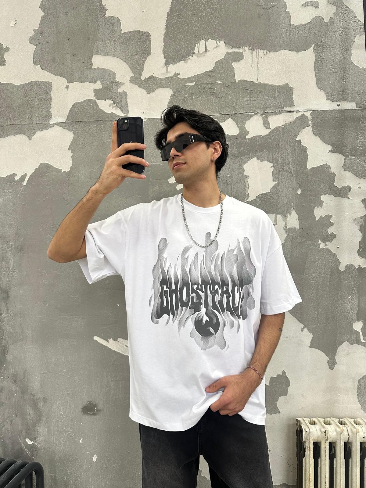 Ghostface Print White T-Shirt