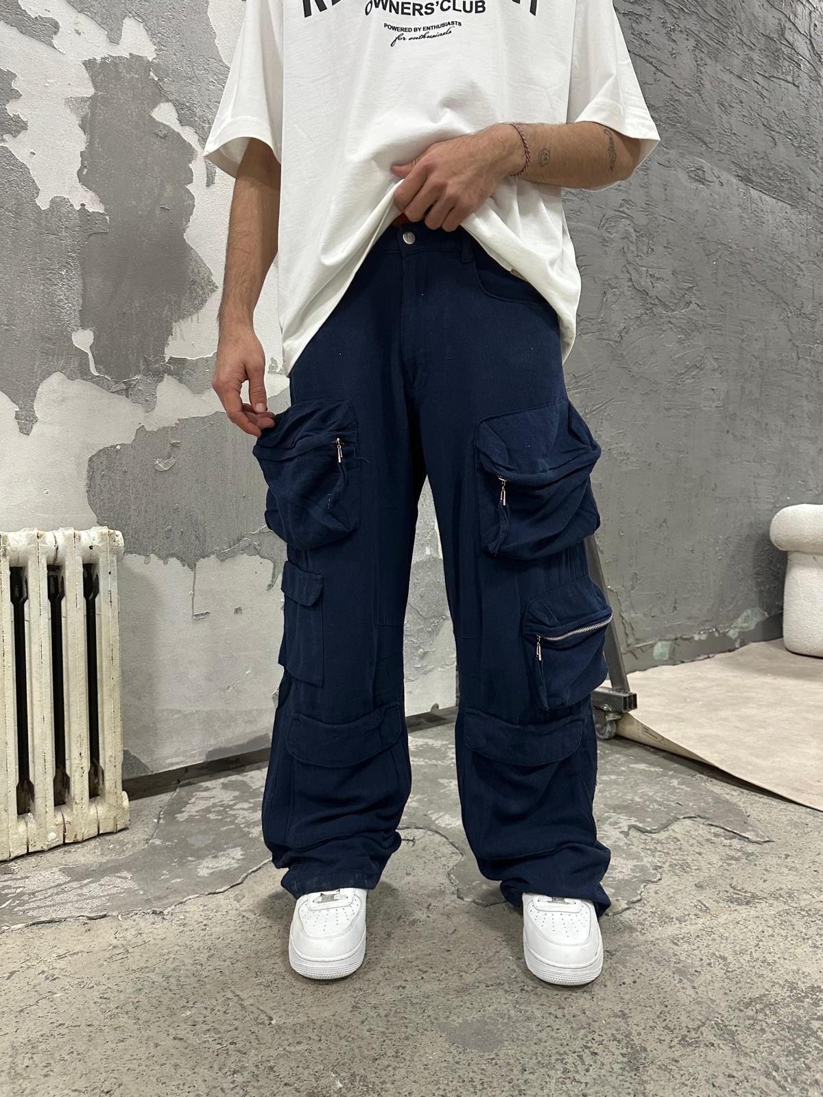 Kargo Cepli Baggy Fermuarlı Pantolon