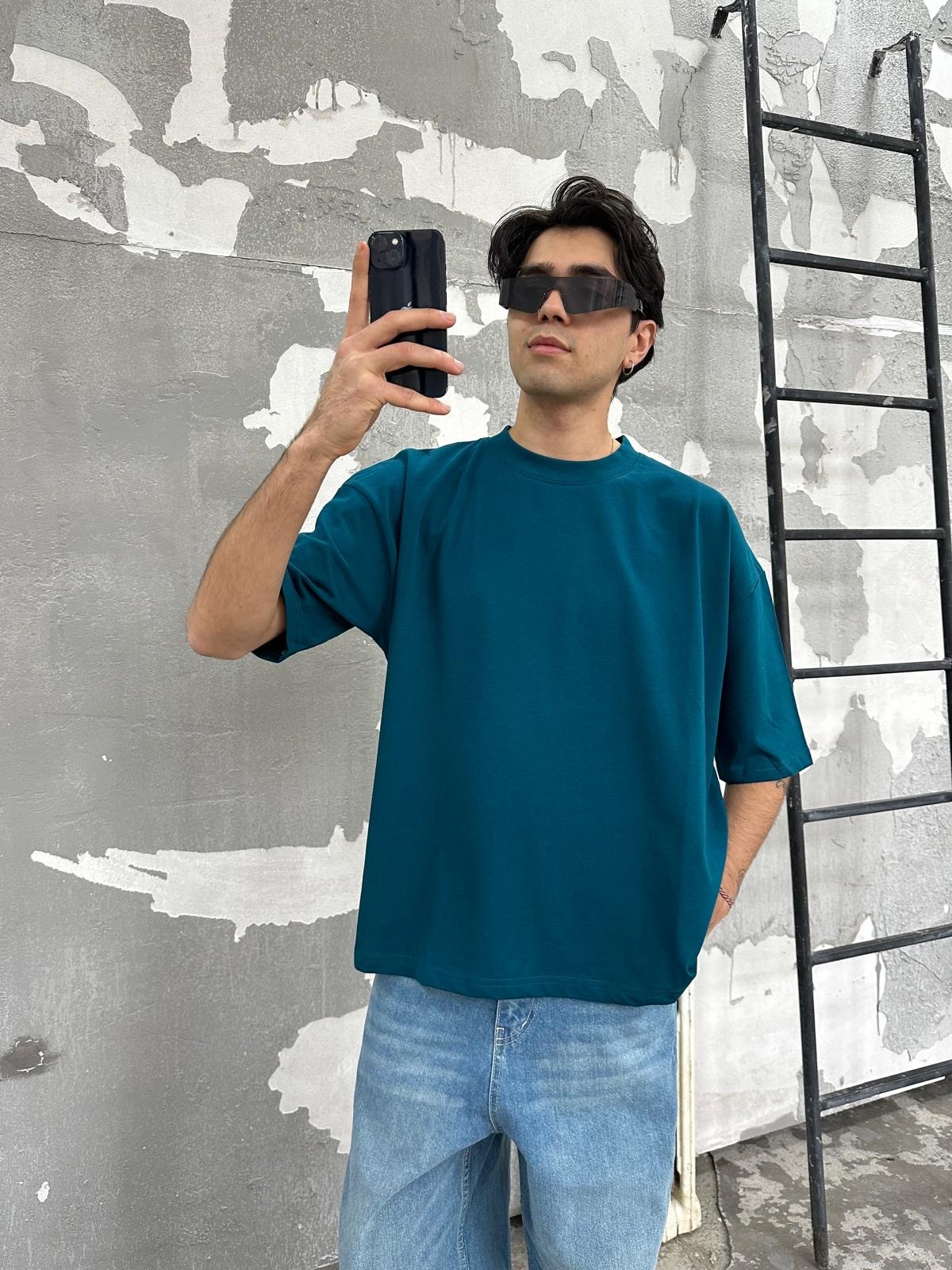 Turkuaz Oversize Basic T-Shirt