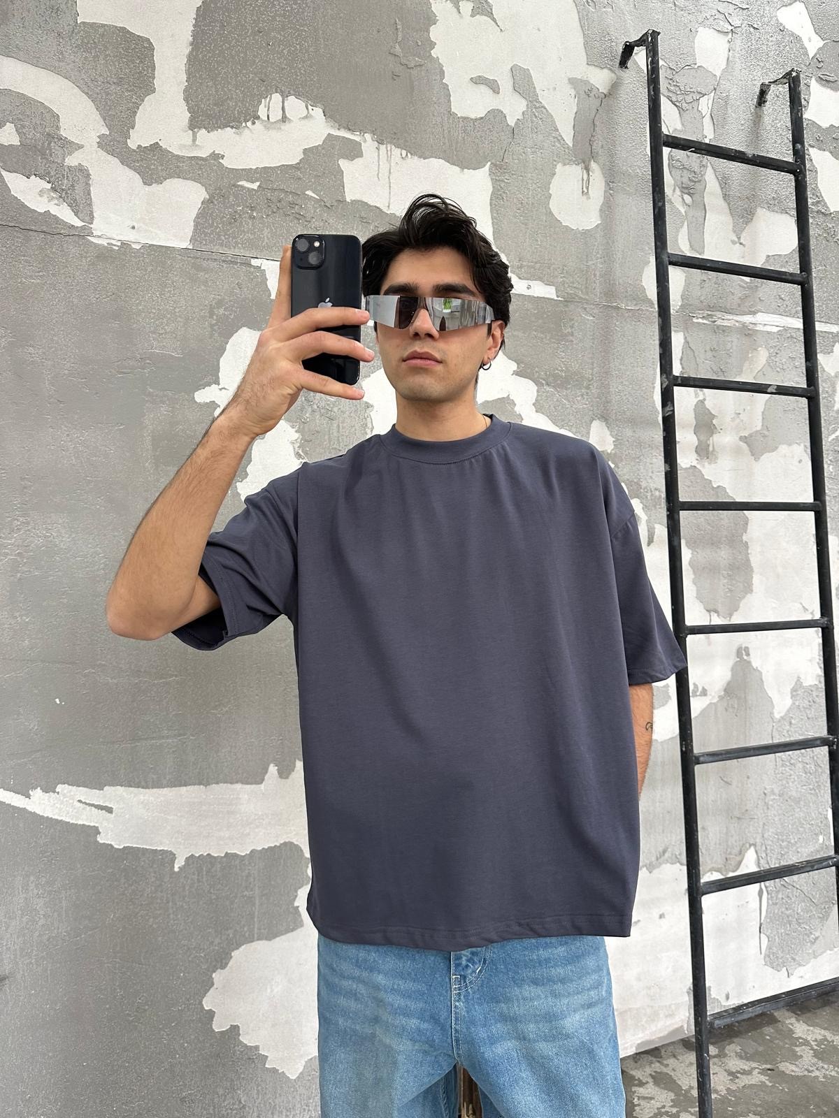 Antrasit Oversize Basic T-Shirt