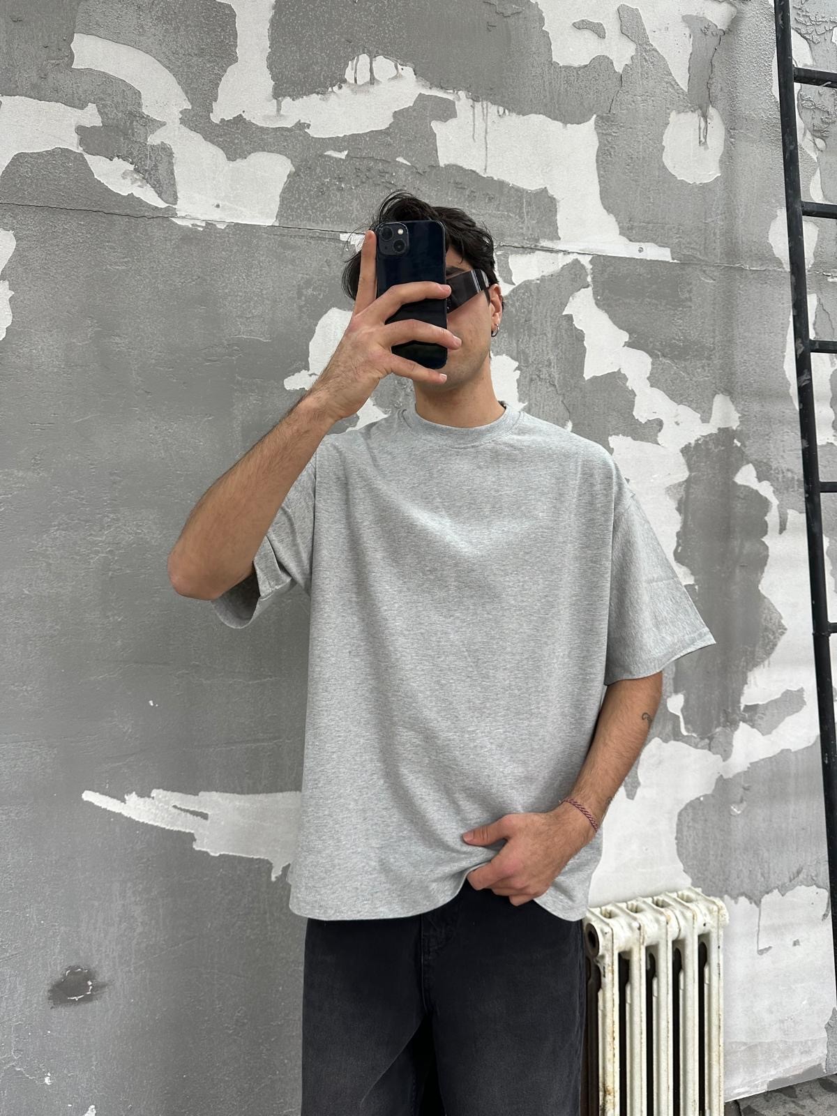 Gri Oversize Basic T-Shirt